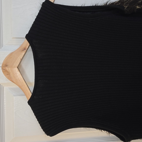 Kikit Studio Maurice Sasson Women's Faux Fur Vest Black Tan Ribbed Back Size XL - Picture 8 of 15